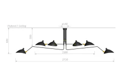 Ceiling Lamp with 6 Rotating Arms