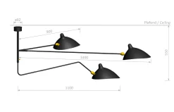 Ceiling Lamp with Three Arms