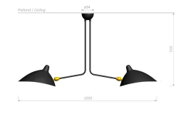 Ceiling Lamp with Two Fixed Arms