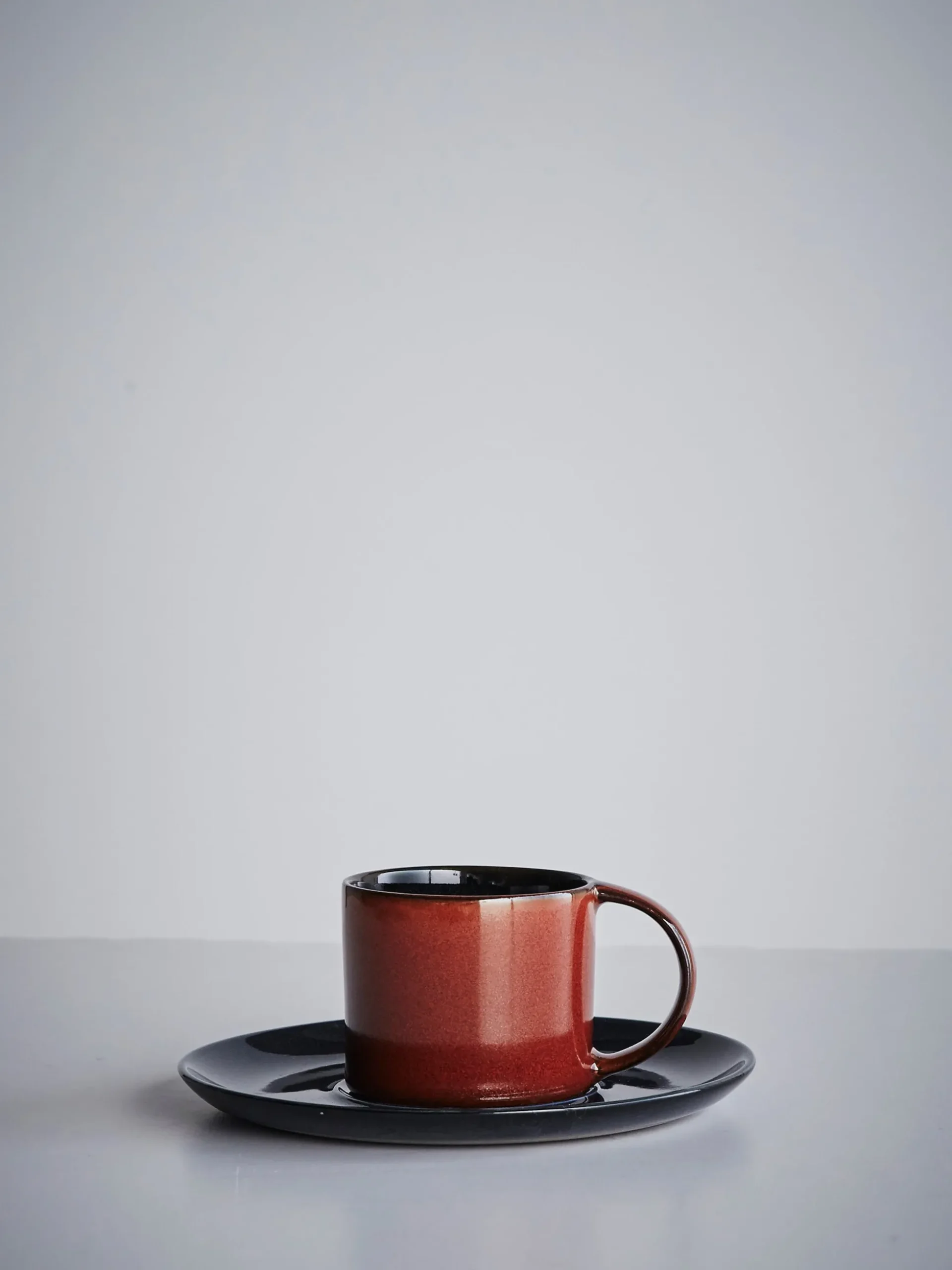 Espresso Cup With Saucer - Dark Blue - Rust