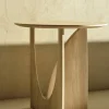 Geometric side table - varnished oak - round