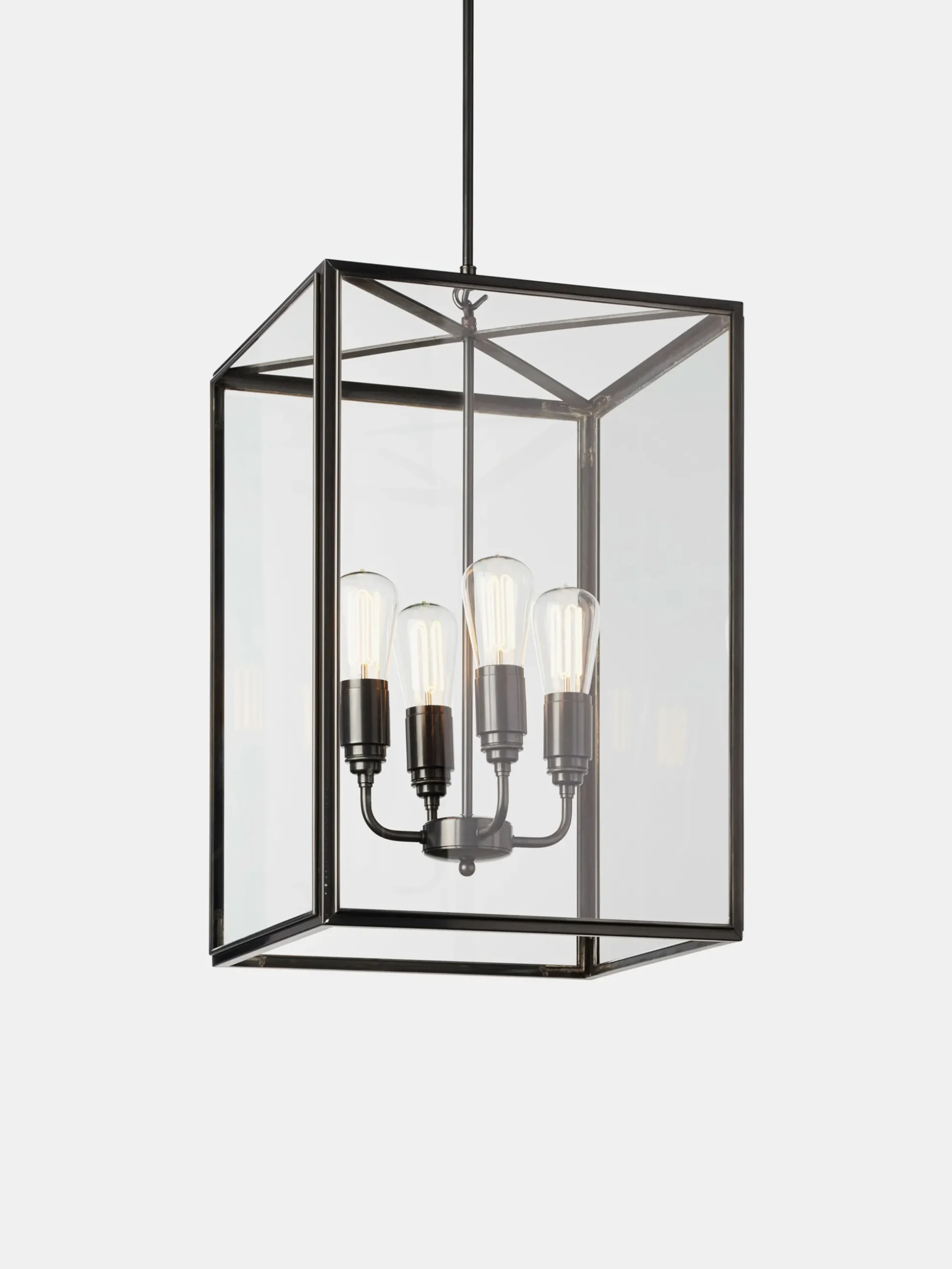 Ilford Large Pendant - Dark Bronze - Clear Glass