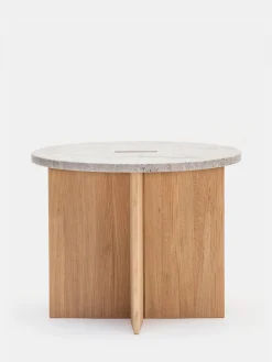 N-ST01 Side Table - Oak - Marble