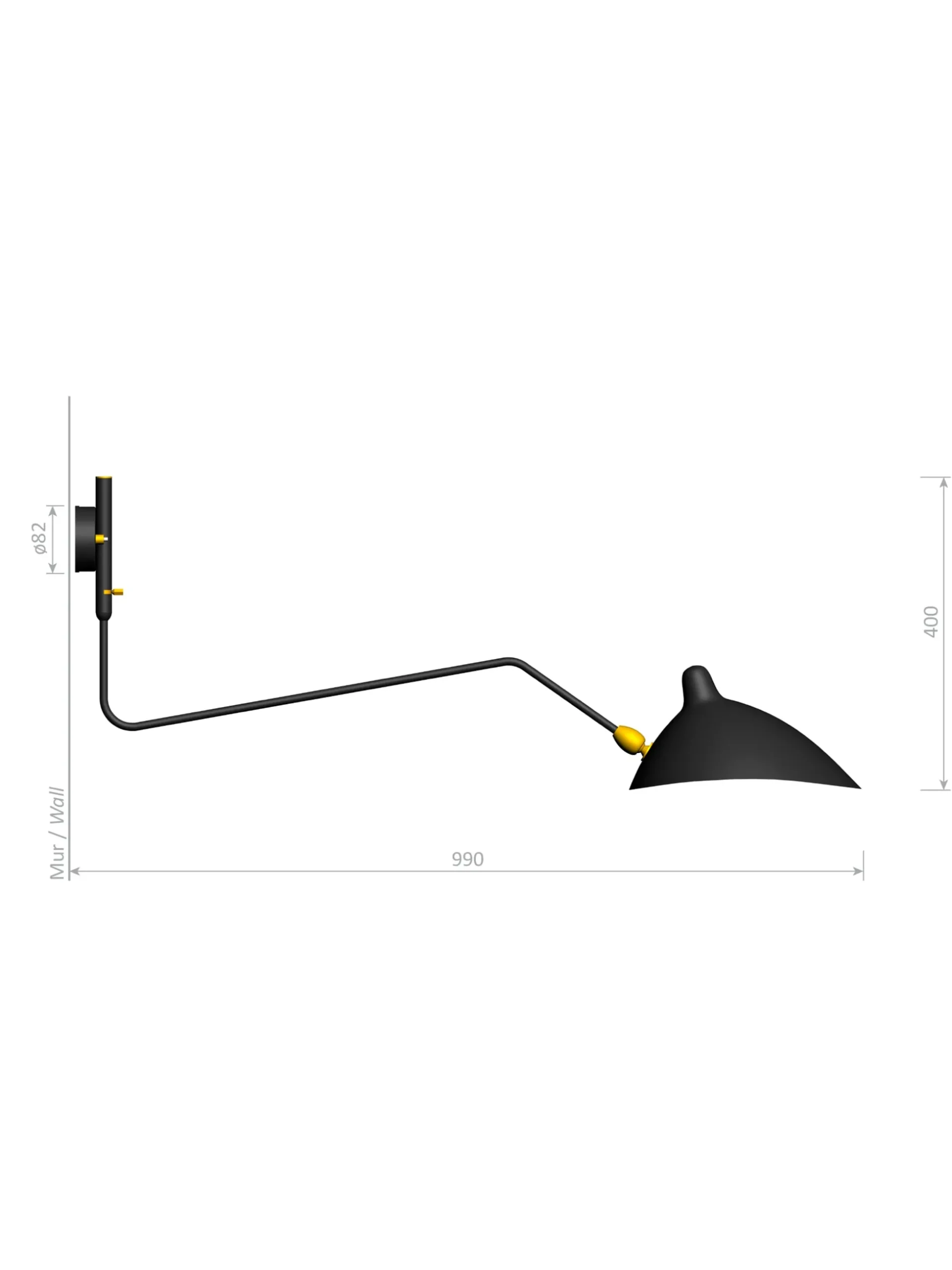 Wall Lamp with One Rotating Curved Arm